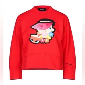 DSQUARED2 Vibrant Red Sweatshirt with Artistic Graphic